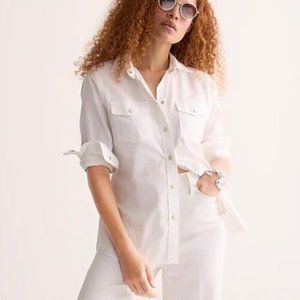 NWT | J. Crew | Relaxed Chambray Top in White (XL)